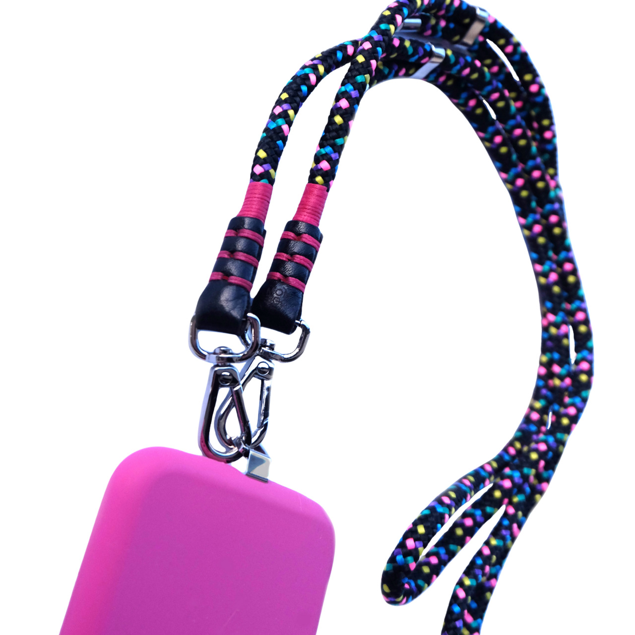 Czarna smyczka do telefonu crossbody, MonEgo